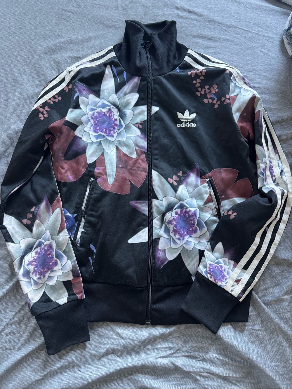 adidas Black lotus flower Track Jacket